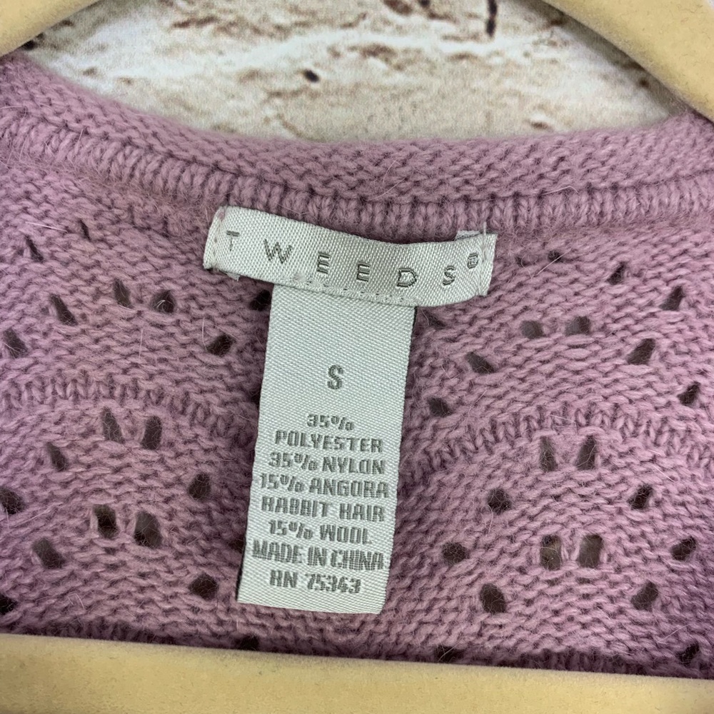 Tweeds blush pink 1 button cardigan S wool angora - Picture 4 of 6